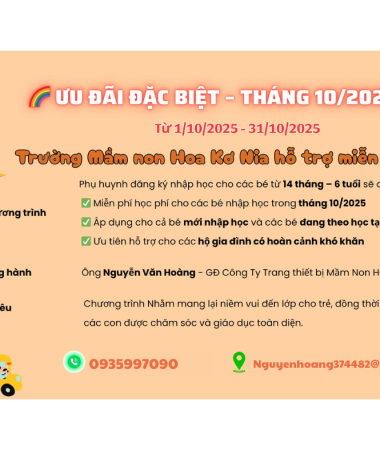 Cơ sở giáo dục Mầm non Hoa Kơ Nia triển khai chương trình hỗ trợ miễn học phí tháng 10/2025