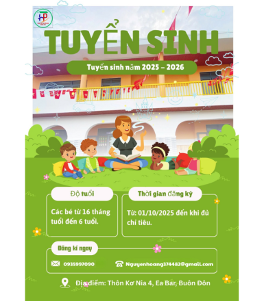 THÔNG BÁO TUYỂN SINH NĂM HỌC 2025 – 2026